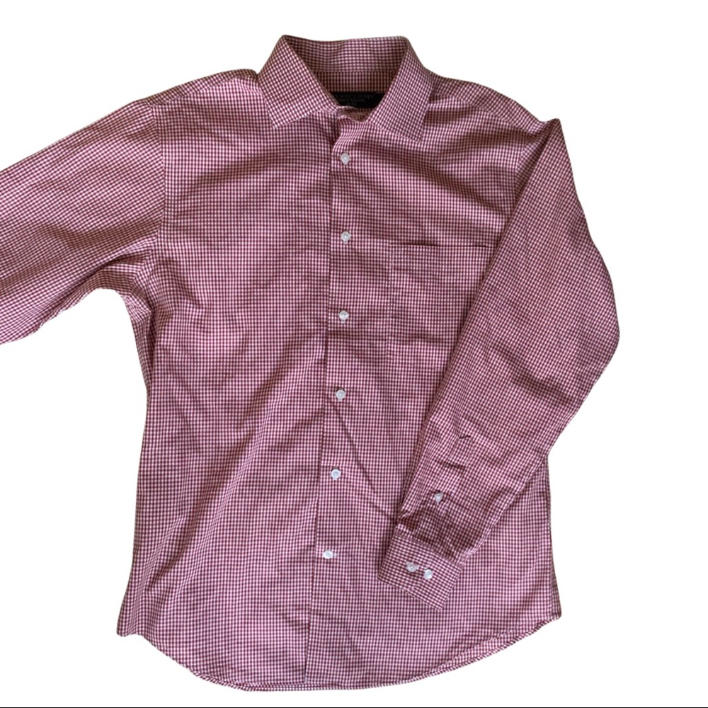 Bloomingdale’s single needle tailoring red Check shirt Size Large